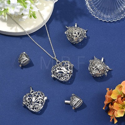 6Pcs 3 Styles Brass & Alloy  Bead Cage Pendants FIND-YW0011-82-1