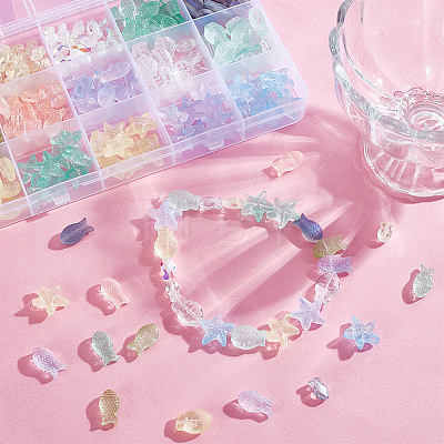 ARRICRAFT 275Pcs 15 Styles Transparent & Frosted Glass Beads GLAA-AR0001-47-1