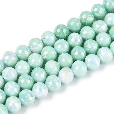 Anti-Tarnish Electroplate Glass Beads Strands GLAA-N056-8mm-02-1