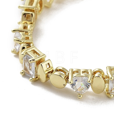 Brass Rectangle & Teardrop & Flat Round Link Chain Bracelets BJEW-D039-32G-1