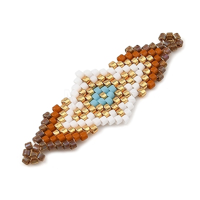 Glass MIYUKI Delica Beads Braided Connector Charms PALLOY-MZ01412-03-1