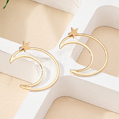 Star with Moon Alloy Stud Earrings FS-WGC80EF-01-1