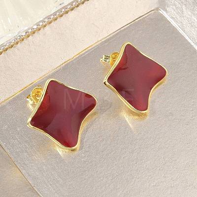 Brass Enamel Stud Earrings for Women KK-CBA760A-07G-05-1