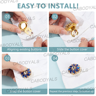 8Pcs 8 Colors Flower Brass & Glass Rhinestone Cufflinks FIND-CY0002-39-1