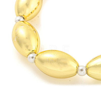Rack Plating Oval Brass & ABS Imitation Pearl Beaded Bracelets for Women BJEW-P322-09G-1