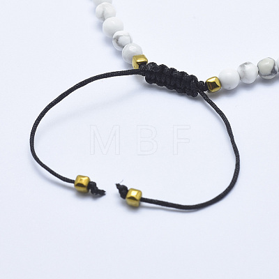Natural Howlite Braided Bead Bracelets BJEW-I258-M04-1