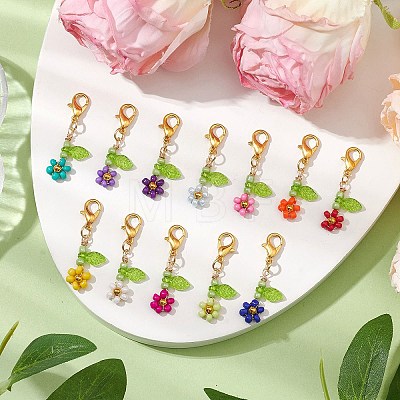 Acrylic Flower Pendant Decorations HJEW-MZ00086-1