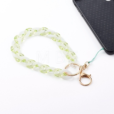 Two Tone Transparent Acrylic Curb Chain Mobile Straps HJEW-JM00453-04-1