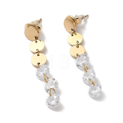 Glass Dangle Stud Earrings EJEW-Q781-28G-1
