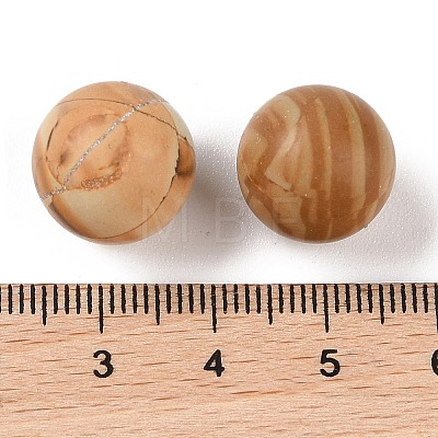 Natural Wood Lace Stone No Hole Sphere Beads G-K353-04C-23-1