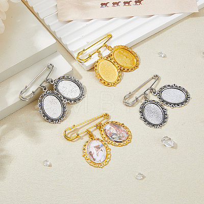 Alloy & Steel Oval Tray Brooch Base Settings JEWB-DC00008-1
