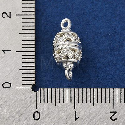 Brass Micro Pave Clear Cubic Zirconia Hollow Oval Connector Charms KK-A230-05B-S-1