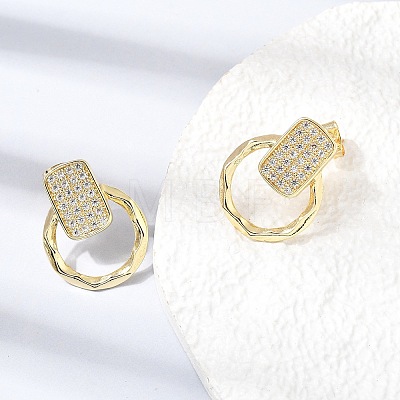 Brass Micro Pave Cubic Zirconia Stud Earrings KK-CBA5B62-03B-G-1
