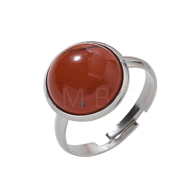 Half Round Natural Red Jasper Finger Rings RJEW-M062-01P-19-1