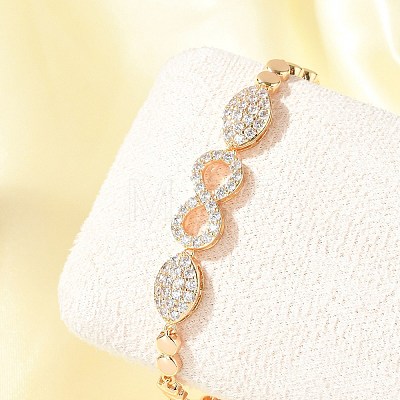 Brass Micro Pave Cubic Zirconia Chain Bracelets KK-R217-45G-1