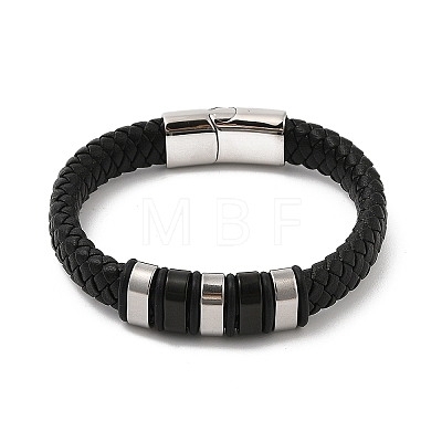 Ion Plating(IP) Braided Leather Cord Bracelets for Men BJEW-Z081-11P-01-1