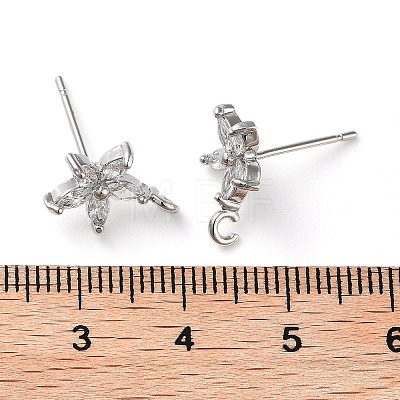 Brass Micro Pave Cubic Zirconia Studs Earring Findings KK-K364-03P-1