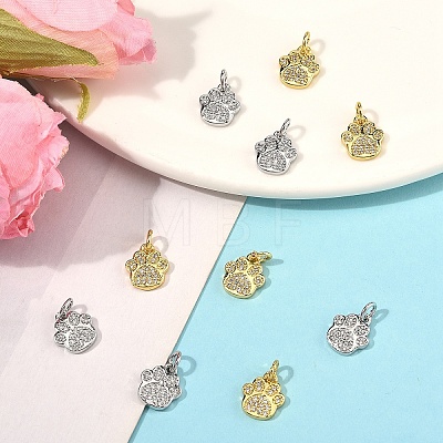 5Pcs Rack Plating Brass Micro Pave Clear Cubic Zirconia Charms KK-YW0003-36G-1