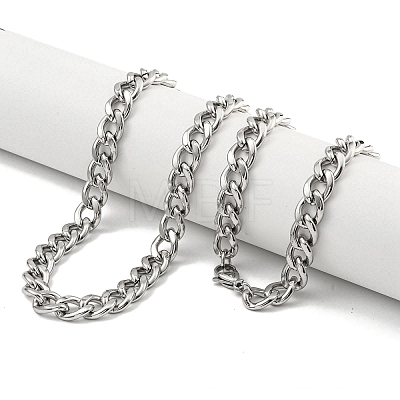 Non-Tarnish 201 Stainless Steel Cuban Link Chain Necklaces for Women and Men NJEW-F322-03P-05-1