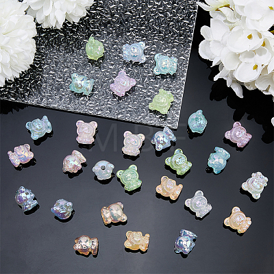 70Pcs 7 Colors UV Plating Rainbow Iridescent Acrylic Beads PACR-DC0001-03-1