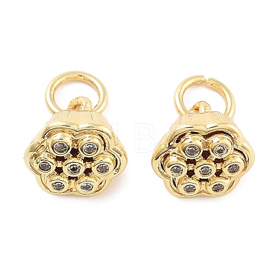 Rack Plating Brass Micro Pave Cubic Zirconia Pendants KK-Z071-63G-1