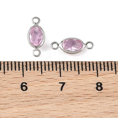 SHEGRACE Brass Pave Cubic Zirconia Oval Connector Charms XGRQ2O269-439B-P-1