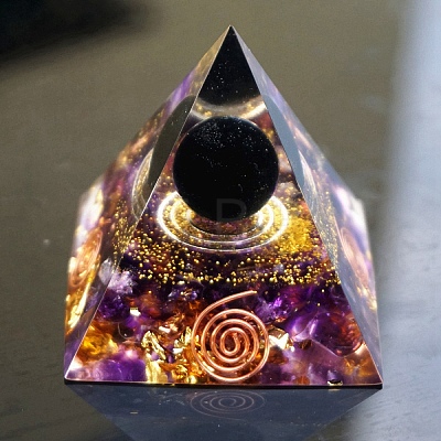 Resin Orgonite Pyramids with Ball PW-WG29079-01-1