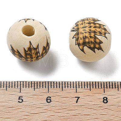 Halloween Printed Schima Wood European Beads WOOD-G023-07B-1