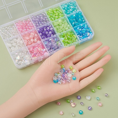 800Pcs 3 Style 5 Colors Transparent Acrylic Beads TACR-YW0001-45-1