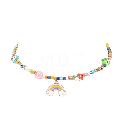 Alloy Enamel Rainbow Pendant Necklace NJEW-JN04348-1