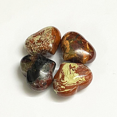 Natural Brecciated Jasper Heart Palm Stone G-F637-11H-1