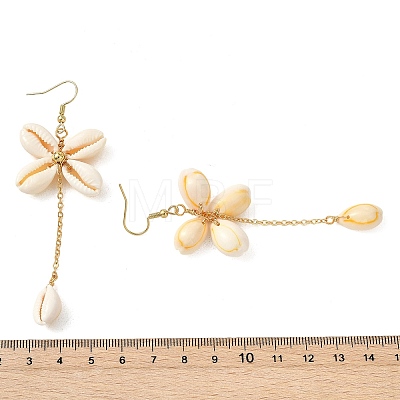 Natural Cowrie Shell Dangle Earrings EJEW-JE07285-1
