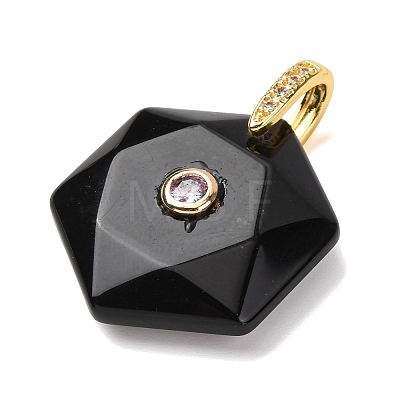 Natural Obsidian Faceted Pendants G-B188-03G-01-1