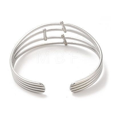 304 Stainless Steel Multi Line Cuff Bangles for Women BJEW-L682-006P-1