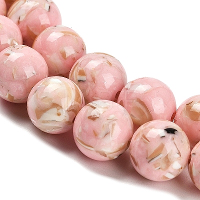 Assembled Synthetic Stone and Trochus Shell Beads Strands G-B128-08D-03-1