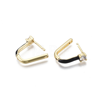 Brass Micro Pave Clear Cubic Zirconia Huggie Hoop Earrings EJEW-R144-009-NF-1