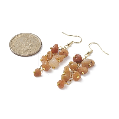 Natural Red Aventurine Chips Dangle Earrings EJEW-JE05266-06-1
