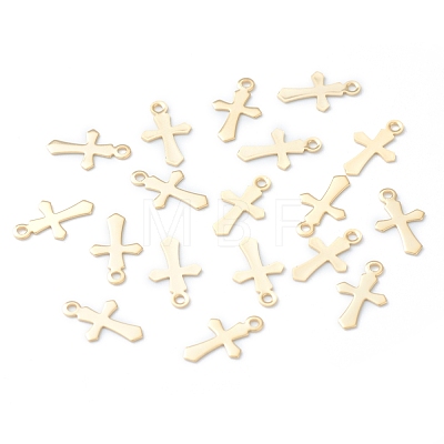 304 Stainless Steel Tiny Cross Charms STAS-H149-05G-1