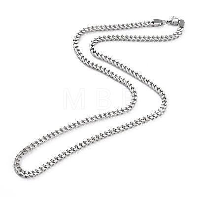 304 Stainless Steel Wheat Chain Necklaces NJEW-L160-005B-P-1