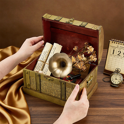 Retro Wood Jewelry Set Storage Organizer Boxes with Clasps CON-WH0115-96B-1