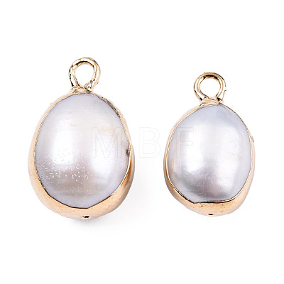 Electroplate Natural Baroque Pearl Keshi Pearl Pendants PEAR-N021-11-1
