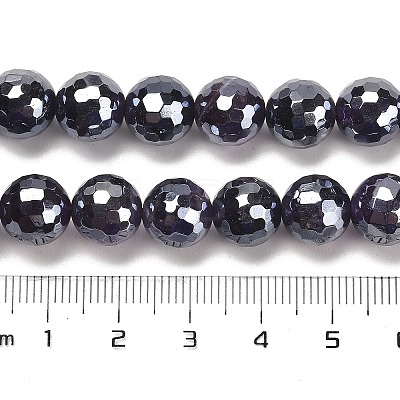 Electroplated Natural Amethyst Round Beads Strands G-L598-A05-03-1