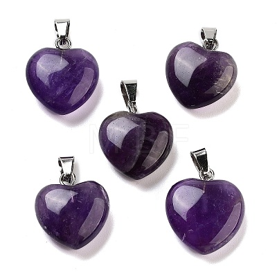 Natural Amethyst Charms HEAR-PW0001-057-37-1