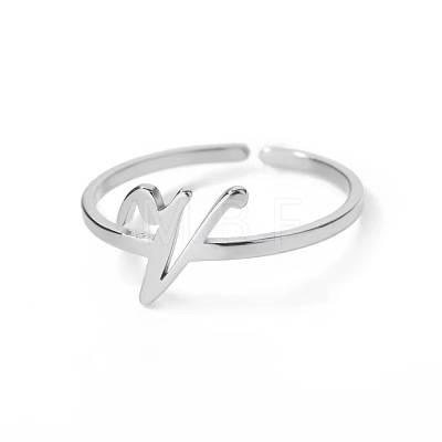 Adjustable 201 Stainless Steel Letter Open Cuff Rings for Women FS-WG61269-48-1