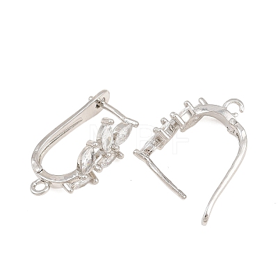 Brass Micro Pave Cubic Zirconia Hoop Earring Findings CU-CBAB5B4-06P-1