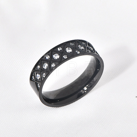 304 Stainless Steel with Clear Cubic Zirconia Finger Rings FS-WG2FC1C-02-1