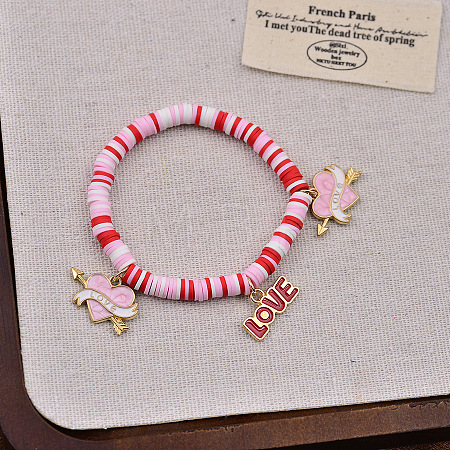 Valentine's Day Zinc Alloy Enamel Charm Bracelets FS-WG4D636-09-1