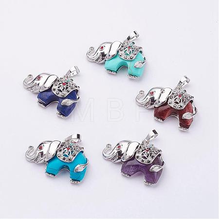Natural & Synthetic Mixed Stone Pendants G-P268-M-1