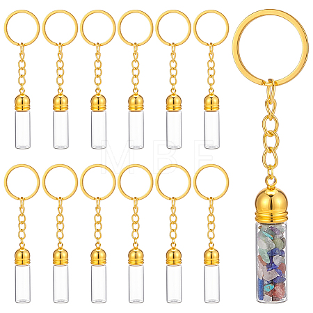 12Pcs Glass Wish Bottle Keychains AJEW-UN00050-1