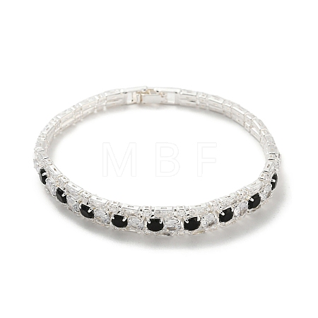 Rack Plating Brass Micro Pave Cubic Zirconia Link Chain Bracelets BJEW-Q771-04S-1